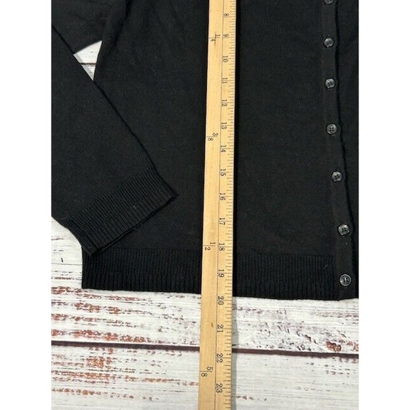 Elie Tahari Womens Cardigan Sweater Classic Button Down Merino Wool Black Large - Picture 8 of 8